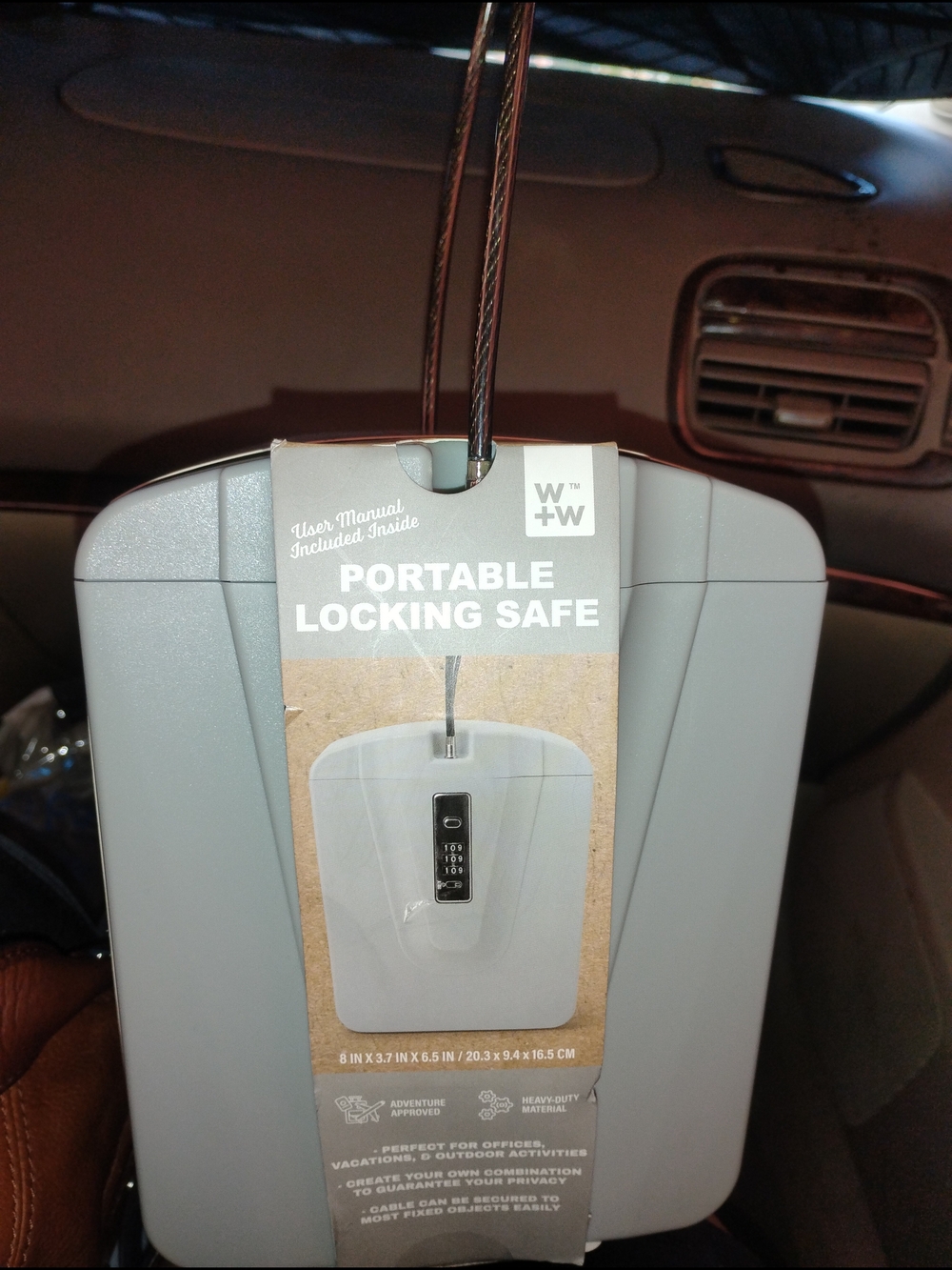 W+W Portable Locking Safe in Light Gray